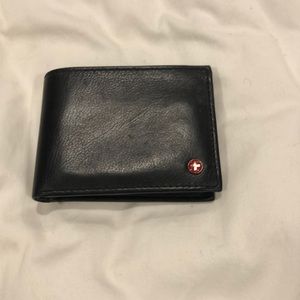 Black wallet with card holding and a pouch